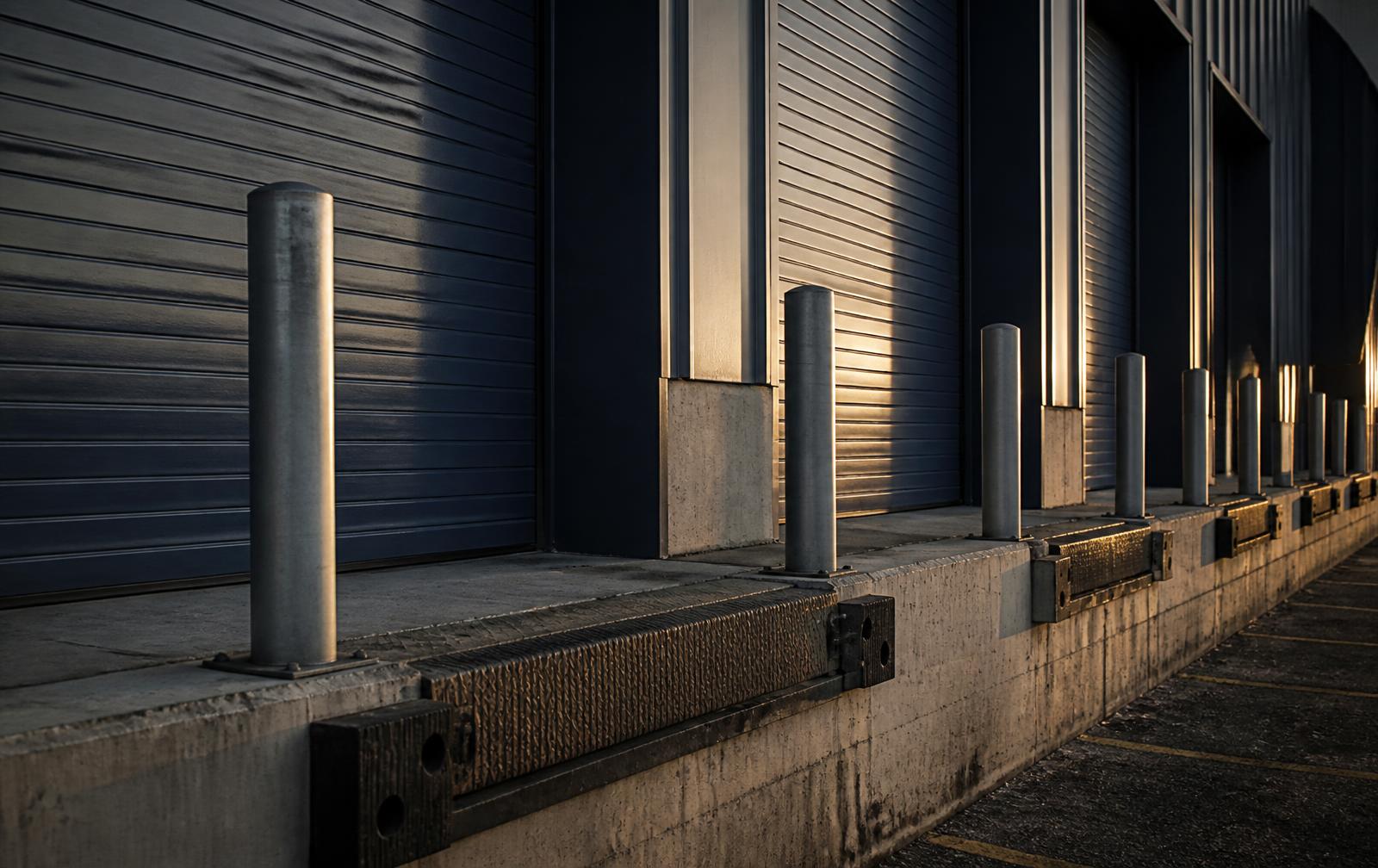Industrial loading area with multiple dock doors